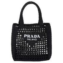 Prada Raidės Logotipas Tuščiaviduris Dizainas Šiaudinis Pečių Krepšys Moteriški Rankiniai Krepšiai Juodas 1BG444_2A2T_F0002_V_OOO Basic Set (Bag+Dust Bag)