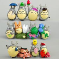 12vnt. Animacinis Totoro figūrėlė Mini statulėlė Mielos žaislinės Kambario papuošalai Kawaii Katės Gyvūno modelis Žaislas Vaikų dovanos Madinga kolekcija