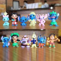 Animacinis Anime Lilo & Stitch Figūrėlė Lėlė Stitch Lilo 12 Vnt Kolekcija Automobilio Dekoracija Modelis PVC Vaikų Gimtadienio Žaislai Dovanos No box