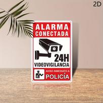 Ispaniškas Alarma Conectada H Vaizdo stebėjimo metalinis skardinis ženklas D Plokščias spausdinimas Saugos įspėjimo lentelė namams, verslui ir P 20x30cm（7.8x11.8inch）