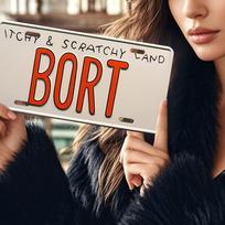 D Flat Printing Pop Culture Itchy  Scratchy Land BORT License Plate Style Aluminum Tin Painting The Simpsons Fan Themed Met 15x30cm(5.9x7.8inch)