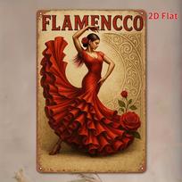 Geležinė Sienų Dailė Flamenco Šokėja Rustic Metalinis Ženklas su Raudona Suknele Gėlių Raštai Meksikietiško Paveldėjimo Dekoras Cinco de Mayo H 20x30cm（7.8x11.8inch） brown
