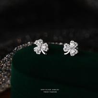 999 Sterling Silver Shining Zircon Flowers Stud Earrings with Zircon Buds Blooming Statement Earrings for Women Teens Decor Gift sidabras