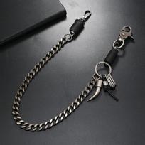 Belt Waist Chain 2 Lines Punk Jean Adjustable Hip-hop Metal Chain Boy Clothing Accessories Men's Skull Head Metal Chains Casual
