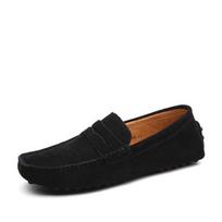 2019 New Fashion Mens Shoes Casual Fashion Peas Shoes Suede Leather Men Loafers Moccasins Slip on Men's Flats Male Driving Shoes 44 juoda