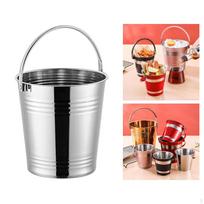 Ice Bucket Portable Chilling 1.7L Stainless Steel Serving Wine for argent