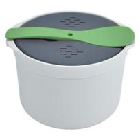 Microwave Rice Cooker 2L Food Grade PP Material Rice Spoon Lid Strainer Steaming Pot Rice Cooker Set žalia