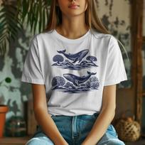 Whale Swimming Ocean Vibes T-Shirt, Coral Reef Tee, Underwater Wildlife Top S