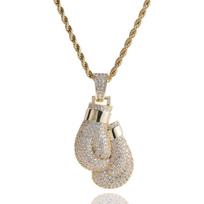 Hot-selling personalized boxing gloves pendant copper inlaid zircon creative street fashion brand necklace