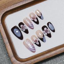 Best-Selling Gradient 3D Carved Press-On Nails: European & American Style, Skin-Whitening, High-End, Handmade, Perfect for Summer. Gradient Carving M