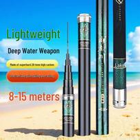 Ultra-Light Ultra-Hard Traditional Long Fishing Rod for Lakes and Rivers 8m with Hard Tip tamsiai žalia spalva