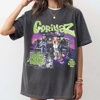 Gorillaz Band Print Short Sleeve T-shirt Alternative Electronic EDM DJ Post Punk Band Shirt Men Women 2026 Summer Streetwear ... S įvairiaspalvis