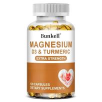 Magnesium, Vitamin D3 And Turmeric Dietary Supplement, Extra Strength, 120 Capsules Per Bottle 120 Capsules