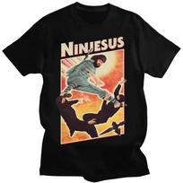 Juokingi Jėzaus Grafiniai Marškinėliai Ninjesus Kung Fu Marškinėliai Laisvalaikio Trumpi Moterų Vyrų Drabužiai Marškinėliai Viršūnės Streetwear Japonija Anime Drabuž... S įvairiaspalvis