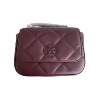 Tory Burch Willa Quilted Chain Caviar Lambskin Shoulder Crossbody Handbag Women Handbags Burgundy 139287-639 Basic Set (Bag+Dust Bag)