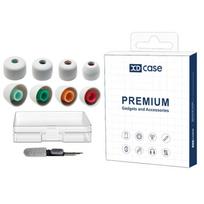 XDcase 4 poros atsarginių silikoninių ausų antgalių rinkinys, XS/S/M/L dydžiai, valymo šepetėlio spalva atsitiktinė 4 Pairs balta