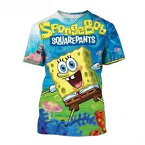 Vasarinis naujas SpongeBob SquarePants apvalios apykaklės margintas marškinėlis lauko hip hopo laisvalaikio fitneso gatvės stiliaus marškinėlis S