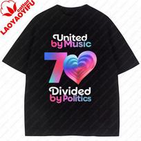 Eurovizijos dainų konkursas Unisex marškinėliai Vienyti muzikos, skaldyti politikos Marškinėliai Muzikos festivalis Viena 2026 Muzikinis renginys drabužiai S