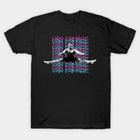 Men Black Print T-shirt Van Damme No-Cut Transfer Paper Print Cotton Tshirt L juoda