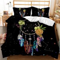 Sapnų gaudyklės antklodės užvalkalų rinkinys Boho Mandala Viengulis patalynės komplektas 3 vnt. mergaitėms suaugusiems Violetinė sapnų gaudyklė Poliesterio antklodės užvalkalas 70x133cm 2pcs