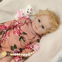 48cm Reborn Baby Doll Maddie Lifelike Hand Rooted Gold Hair Reborn Dolls Lovely Baby Doll Gift For Children Toy 48cm Silicone vinyl doll