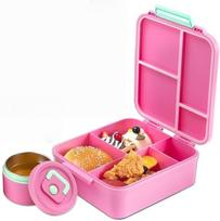 Children's Packed Bento Lunch Box Bag,1700ml Food Storage Taper Containers with Toppers Thermos Jar Lunchbox Kids School Tupper rožinė