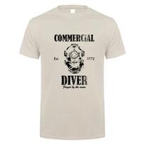 Commercial Diver T Shirt Summer Men Cotton Short Sleeve Dive Scuba Diving Tshirts Funny Tshirt Man Tops Tee DY215 L gray