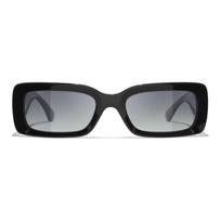 Chanel 24K stačiakampiai akiniai nuo saulės su užrašu ant šventyklų Unisex akiniai nuo saulės Juodi CH5534A-C622S8 F,Black (Asia Version)