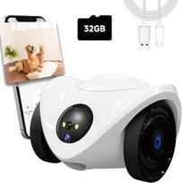 Naminių gyvūnėlių kamera su skanėstų dozatoriumi, judantis robotas kamera šunims ir katėms, 1080P patalpų saugumas, dvipusis garsas, tik 2,4 GHz WiFi 10.43-9.25-7.01 in balta