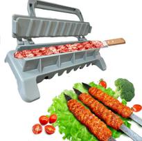 Nešiojama rankinė kebabų gaminimo forma Daugkartinio naudojimo plastikinis presas Kebabų gaminimo įrankis Didelio dydžio kepsninės iešmo forma Lengvas valdymas Kepimo aksesuaras namams pilka