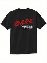 Retro DARE Marškinėliai 90-ųjų Vintage Stiliaus Unisex Marškinėliai su Drąsiu DARE To KEEP OFF Spaudiniu 100% Medvilnės Trumpomis Rankovėmis Apvalia Kaklo Iškirpte - Vyriški Su... S įvairiaspalvis