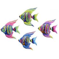 4 Pcs Wooden Fish Wall Decor Coastal Tropical Fish Wall Art Nautical Beach Theme Ocean Animal Hanging Sculpture for Bathroom Living Room Patio Decor Sets