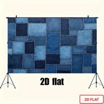 2D Jeans Patchwork Backdrop Different Blue Shades Denim Patches Themed Party Background 47.2x31.5inch/120*80cm