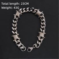 Unique Cuban Link Chain Thorns Choker Necklace Punk Gothic Heavy Thick Barbed Wire Stainless Steel Unisex 50CM