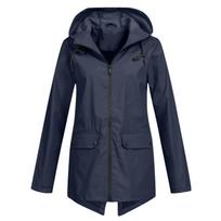 European & American Fleece-Lined Hooded Windbreaker for Autumn/Winter Outdoor Activities 2025 L tamsiai mėlyna spalva