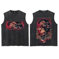 Anime Attack on Titan Eren Tank Tops Washed Vest T-Shirt Man Woman Streetwear Tops S