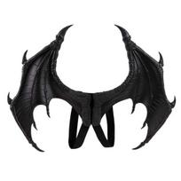 Cosplay Drakono sparnai Helovino dekoracija su elastinėmis juostelėmis Lengvai uždedami Drakono kostiumo sparnai Vakarėlio reikmenys juoda