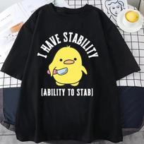 Nauji T-shirt 'Aš turiu stabilumo gebėjimą durti' Vyrams Moterims Madingi Kiaušinio Memas Grafiniai Marškinėliai Minkšti Unisex Marškinėliai Kvėpuojantys Viršutiniai Drabužiai S juoda