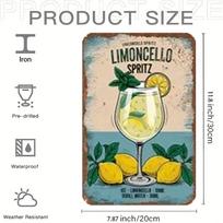 Vintažinis Limoncello Spritz Metalinis Ženklas  x Colio Retro Citrinų Kokteilio Sienos Meno Dekoras Namų Barui, Kavinei, Garažui 20x30cm（7.8x11.8inch）
