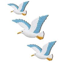 3 Pcs Wood Seagull Beach Wall Art Nautical Coastal Theme Flying Sea Birds Wall Sculpture Lake House Ocean Ornaments for Home Bathroom Sets