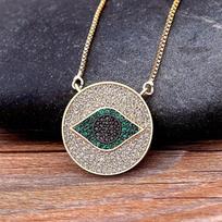Hot Sale Lucky Blue Evil Eye Pendant Choker Top Quality Copper Zircon Charms Necklace Party Birthday Jewelry Gift For Women Men žalia
