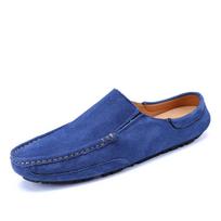 Plus Large Big Size Half Shoes For Men Semi-Drag Casual Shoes Suede Leather Mules Mens Loafers Slippers Summer Slip On Flats 38 mėlyna