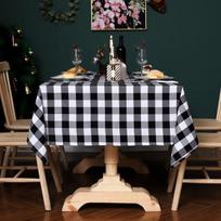 Kalėdų puošmena Raudona ir juoda languota staltiesė Valgomojo stalo užvalkalas vakarėliui Helovino pietų staltiesė Viešbučio Kalėdų dekoras 1 Pillowcase 45x45cm juoda balta spalva