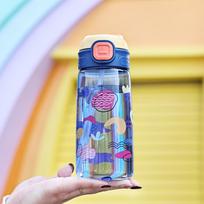 550ML Vaikams Vandens Buteliukas Plastikinis Vandens Puodelis Su Šiaudeliu Vaikams Neišsipilantis Puodelis Mokyklai Lauke Nepraleidžiantis Vandens Gėrimo Buteliukas Indai 550ML gray