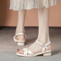 Sandals For Women Office Work One Word Open Toe Leather Square Heels On Offer And Premium Wholesale 2025 Luxury Sandal Pvc 35