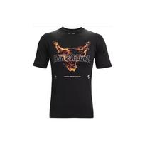 Under Armour Project Rock Spausdinti Sportiniai Laisvo Kirpimo Marškinėliai su Apvalia Kaklo Iškirpte Vyriški Viršutiniai Drabužiai Juodi 1361732-001 S
