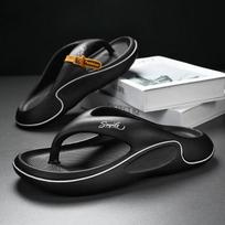 Summer Men Flip Flops Soft Sole EVA Beach Slippers for Men Outdoor Platform Casual Shoes Home Non-slip Bathroom Slides Shoes 39 juoda