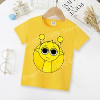 Sprunki Fashion Cartoon Anime Color Boys and Girls Clothing Cotton Round Neck Short Sleeve Cute Children's Clothing 150