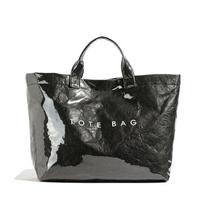 Glossy DuPont Paper And PVC Tote Bag With Bold Lettering And Water Resistant Design kava