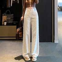 White jeans women's narrow straight-leg trousers spring woven wide-leg trousers high-waisted loose floor-mopping casual trousers s recommended 40-47.5kg balta